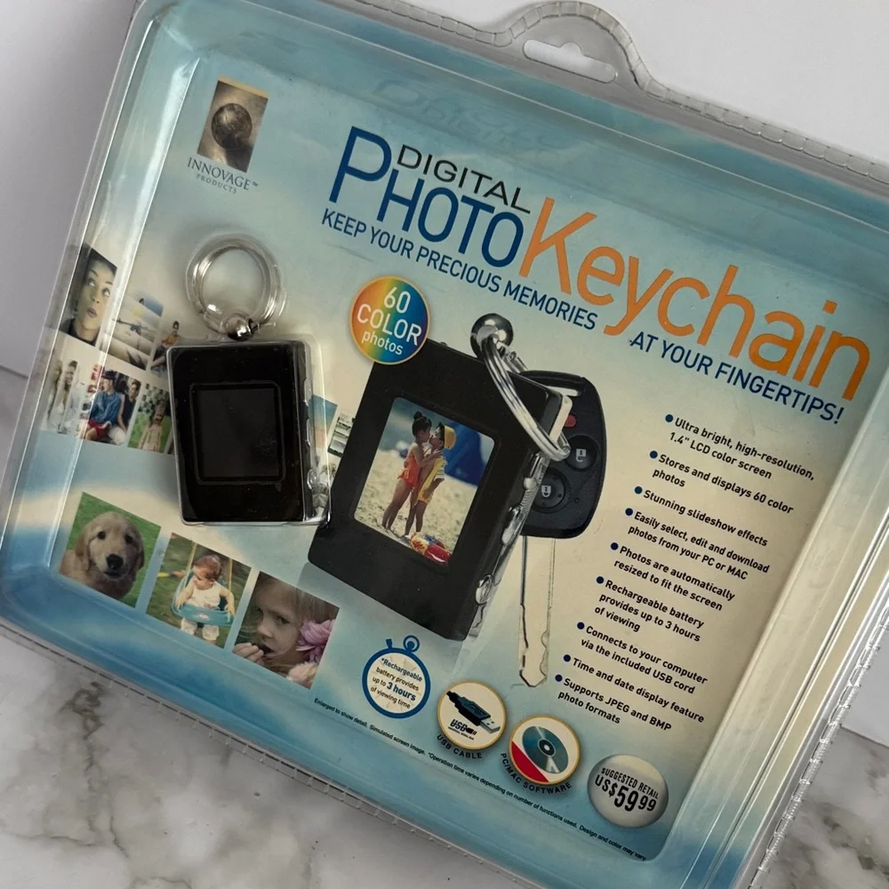Black Digital Photo Keychain. New.